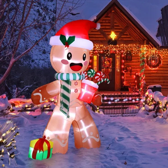 Christmas Inflatable Gingerbread with LED Lights